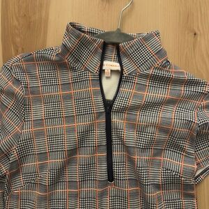 Jude Connally Black and Orange Plaid Dress